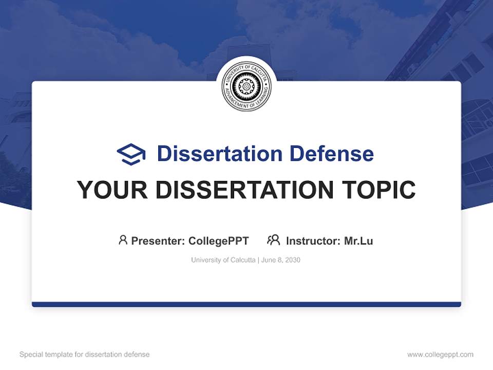 University of Calcutta Graduation Thesis Defense PPT Template4:3 ratio PPT effect preview image7