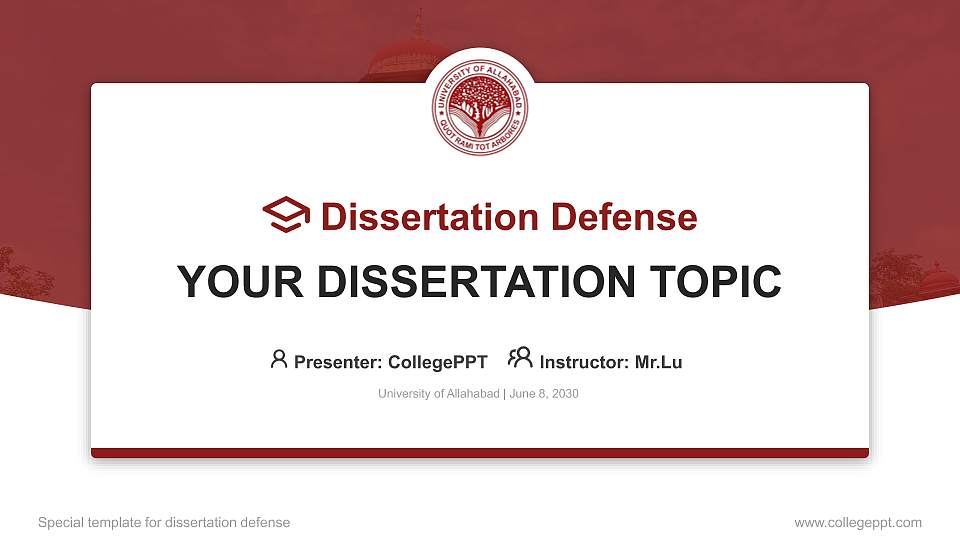 University of Allahabad Graduation Thesis Defense PPT Template16:9 ratio PPT effect preview image