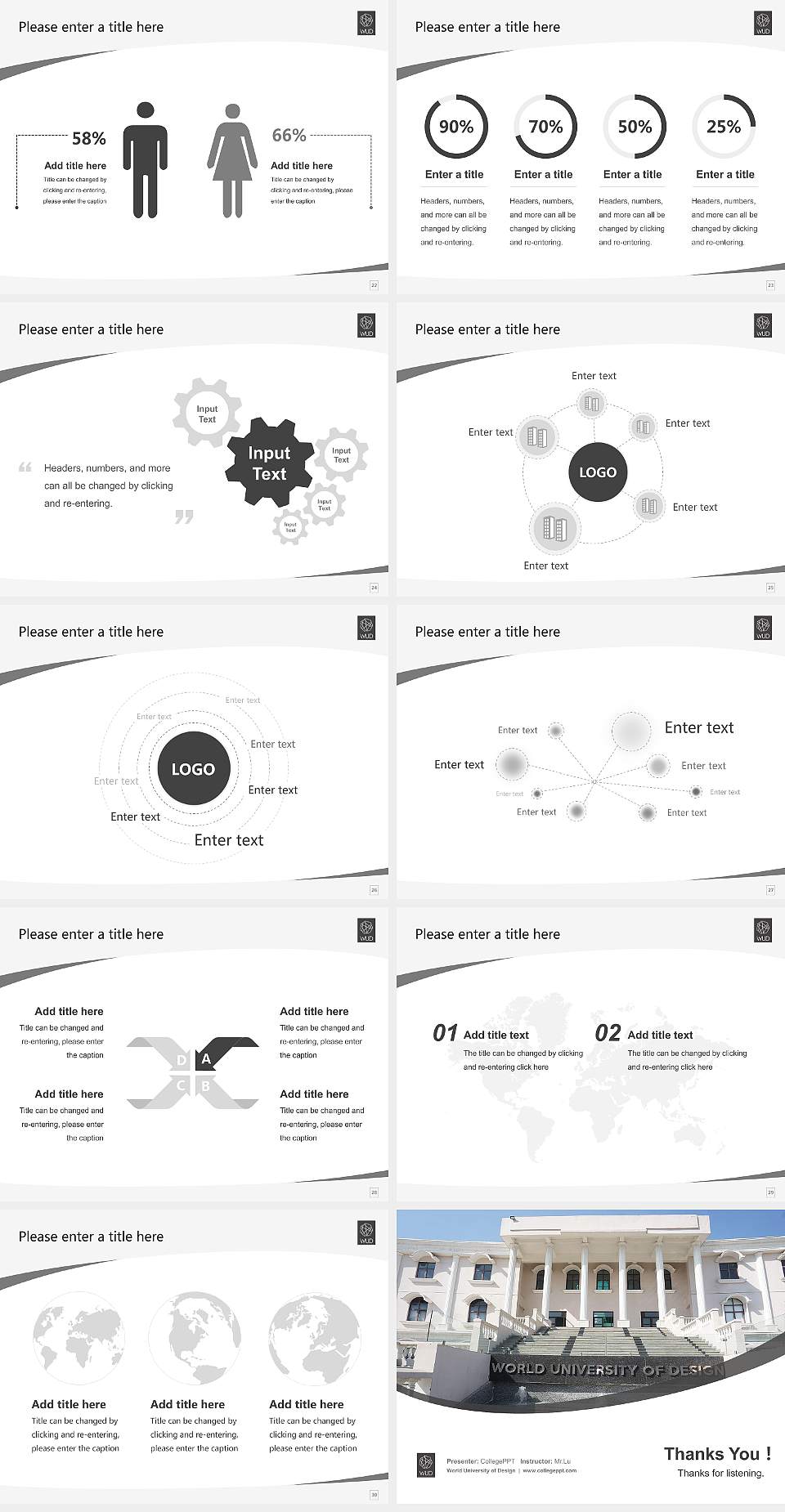 World University of Design Course/Courseware Creation PPT Template4:3 ratio PPT effect preview image4