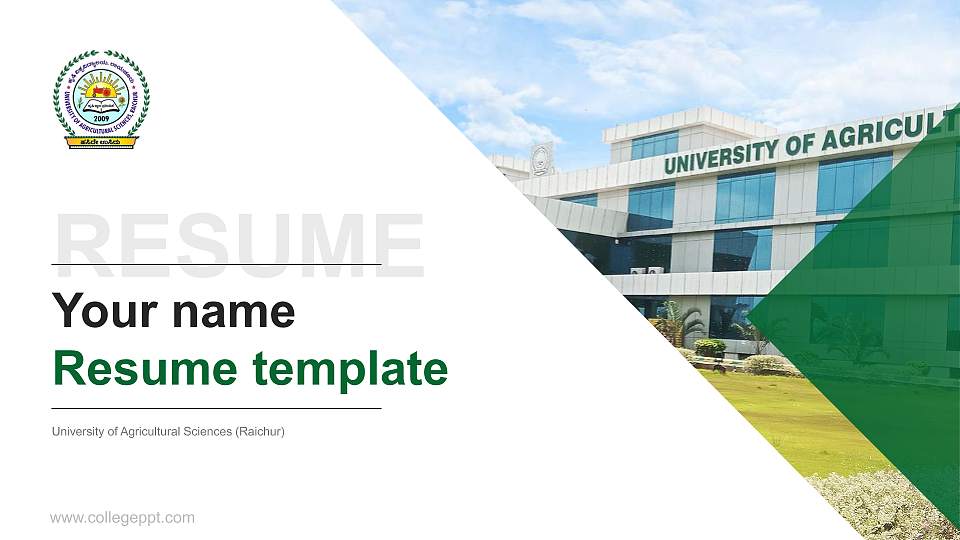 University of Agricultural Sciences (Raichur) Resume PPT Template16:9 ratio PPT effect preview image1