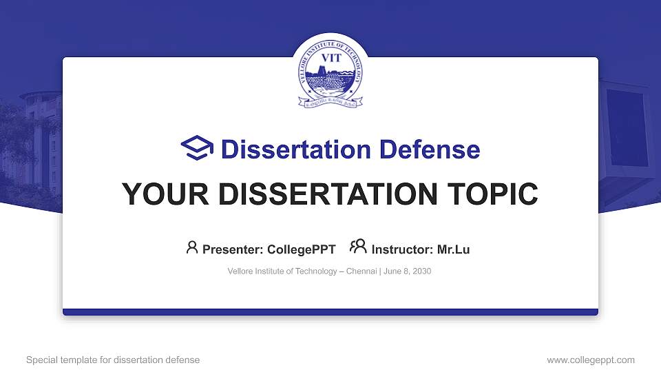 Vellore Institute of Technology – Chennai Graduation Thesis Defense PPT Template16:9 ratio PPT effect preview image