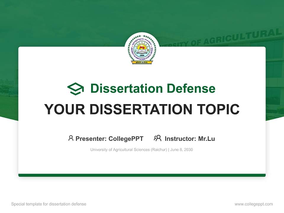 University of Agricultural Sciences (Raichur) Graduation Thesis Defense PPT Template4:3 ratio PPT effect preview image7