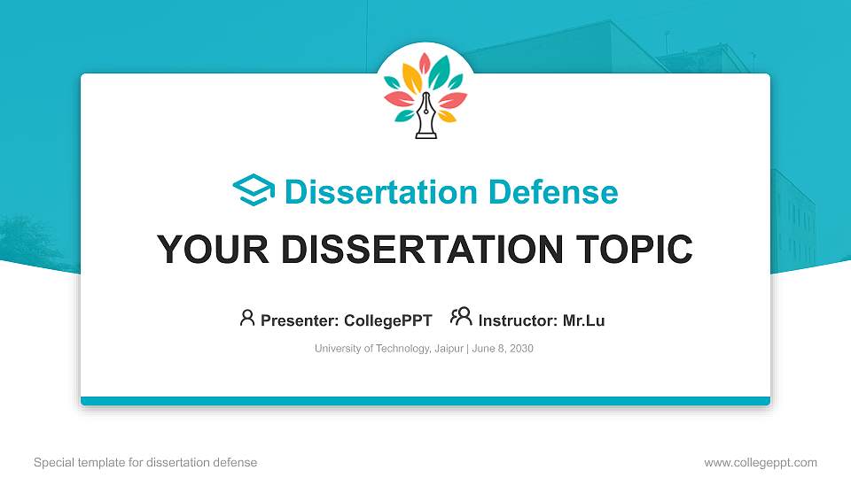 University of Technology, Jaipur Graduation Thesis Defense PPT Template16:9 ratio PPT effect preview image