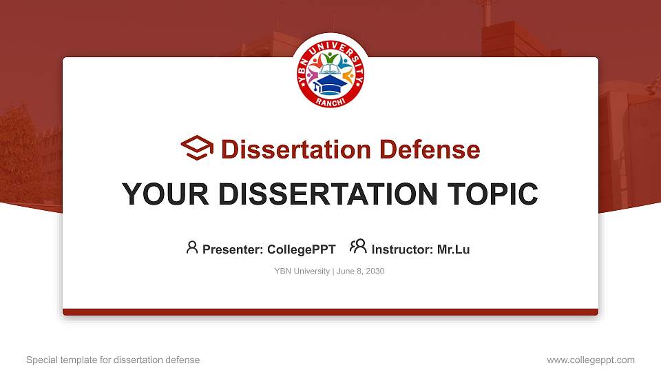 YBN University Graduation Thesis Defense PPT Template16:9 ratio PPT effect preview image