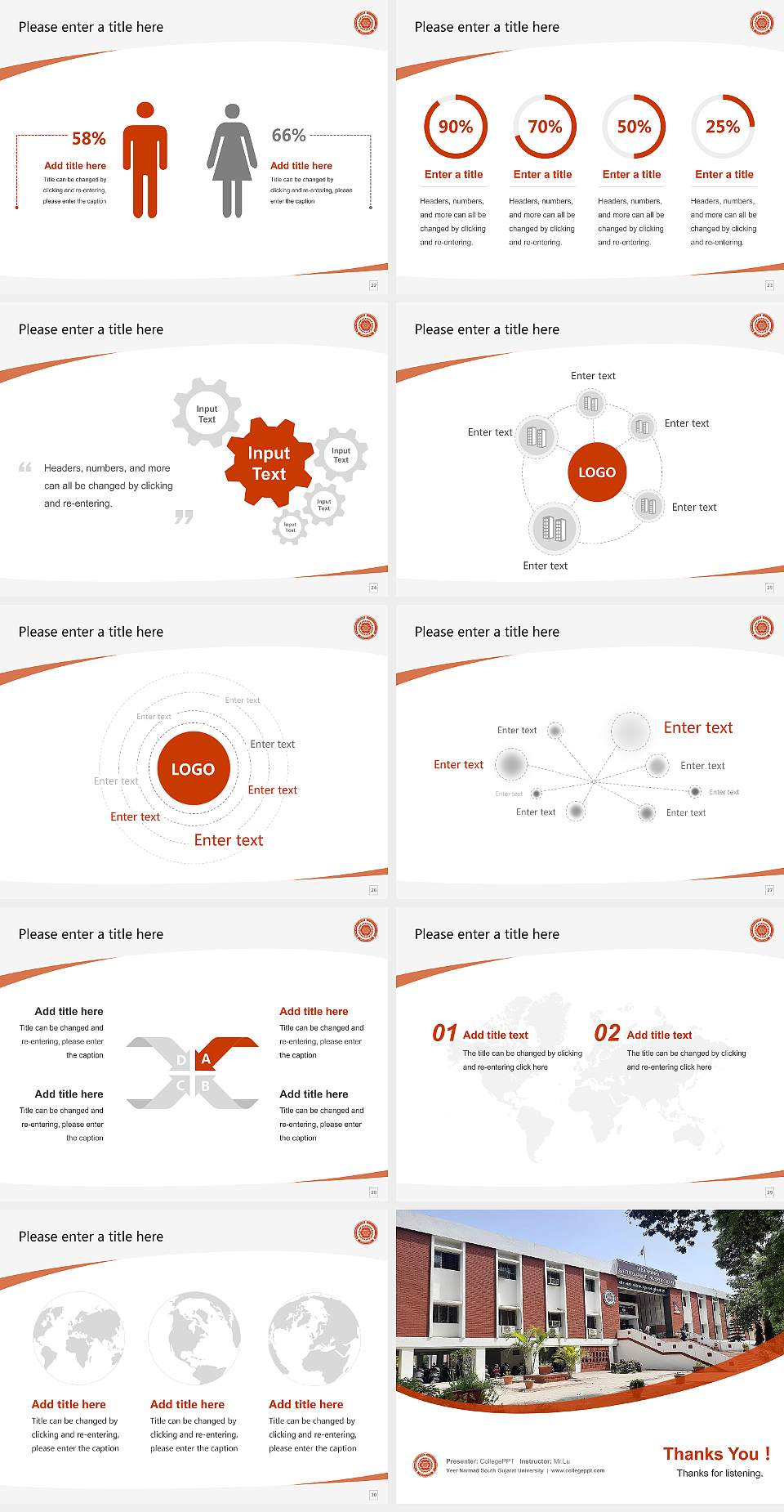 Veer Narmad South Gujarat University Course/Courseware Creation PPT Template4:3 ratio PPT effect preview image4