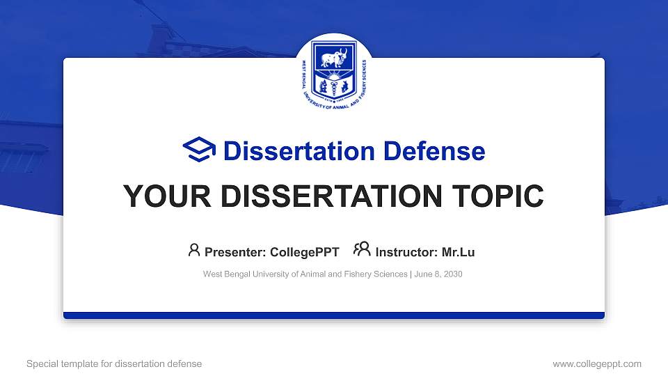 West Bengal University of Animal and Fishery Sciences Graduation Thesis Defense PPT Template16:9 ratio PPT effect preview image