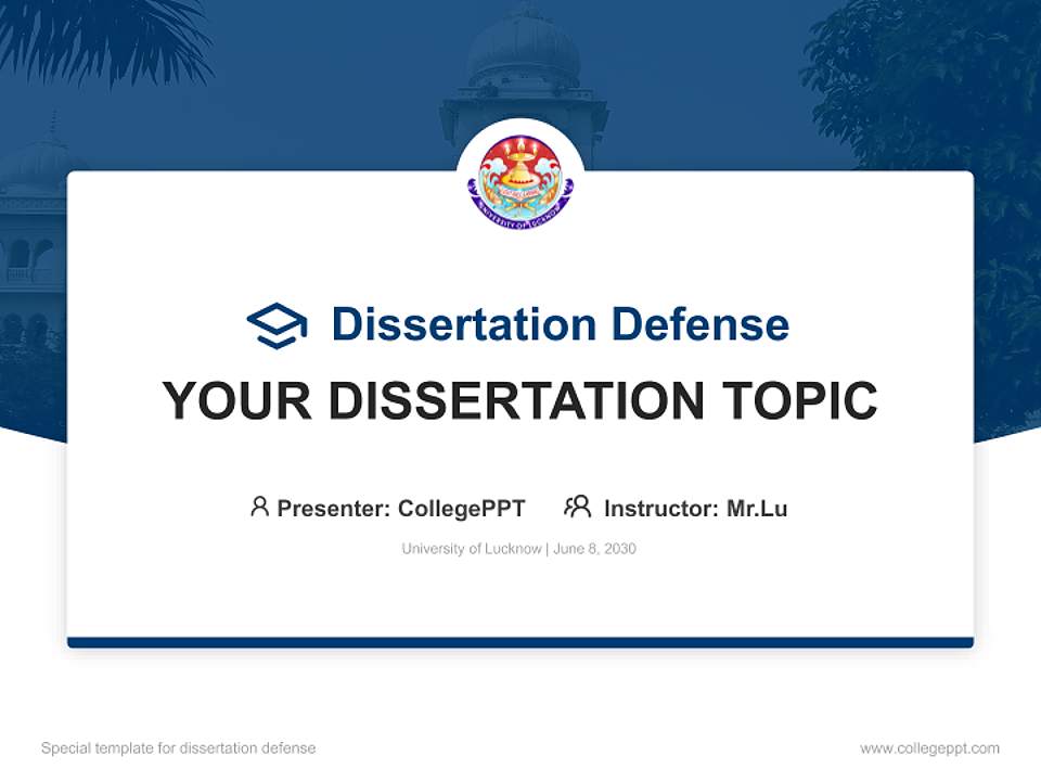 University of Lucknow Graduation Thesis Defense PPT Template4:3 ratio PPT effect preview image7