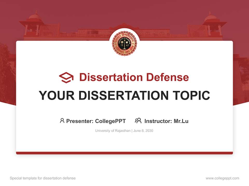 University of Rajasthan Graduation Thesis Defense PPT Template4:3 ratio PPT effect preview image7