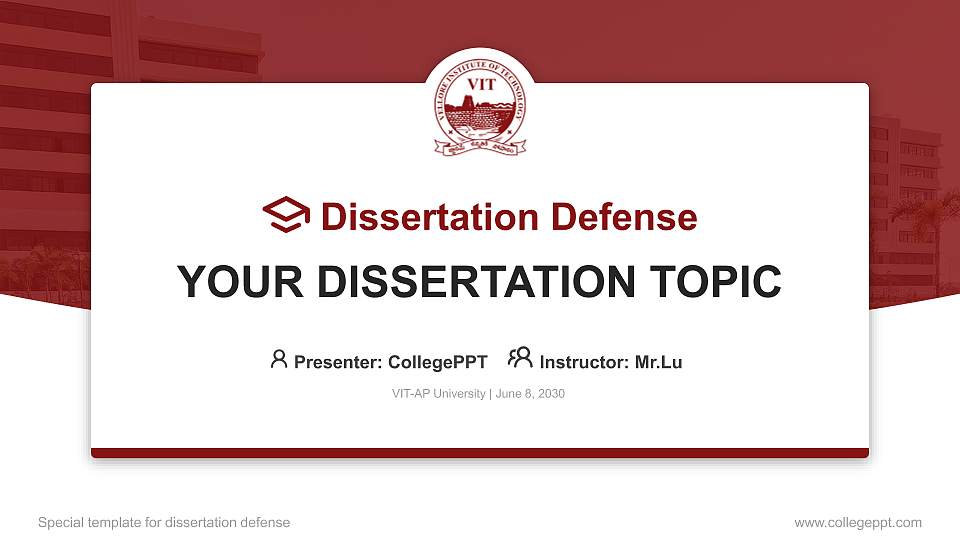 VIT-AP University Graduation Thesis Defense PPT Template16:9 ratio PPT effect preview image
