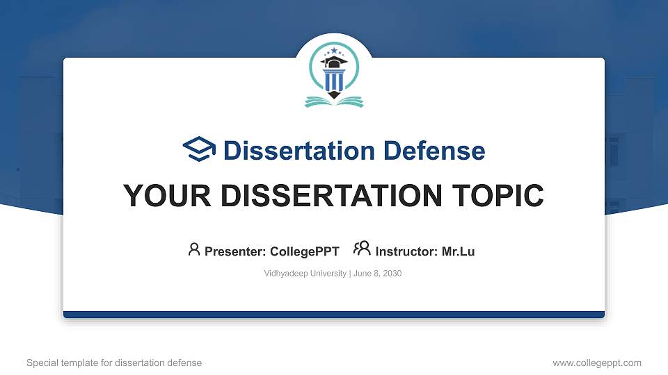 Vidhyadeep University Graduation Thesis Defense PPT Template16:9 ratio PPT effect preview image1