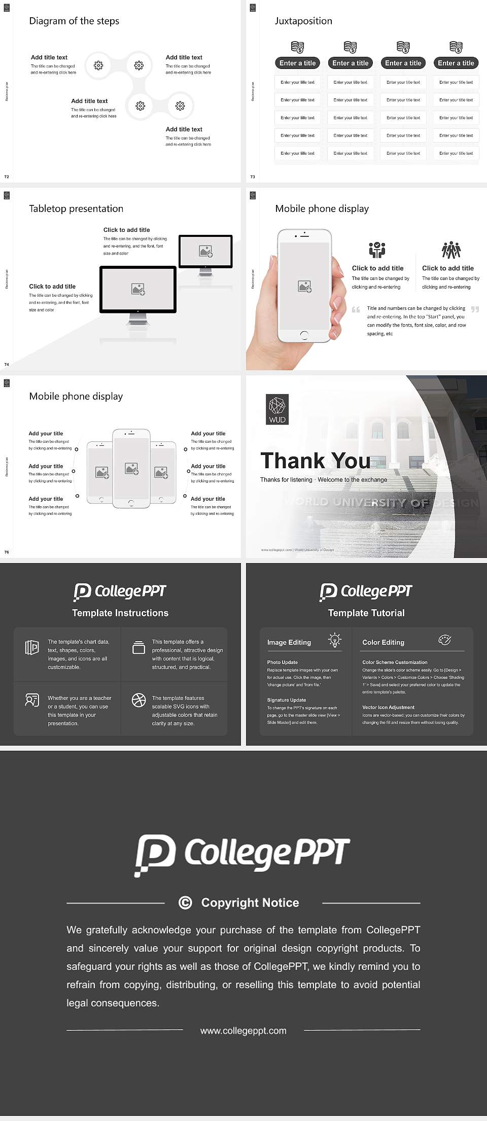 World University of Design Competition/Entrepreneurship Contest PPT Template4:3 ratio PPT effect preview image9
