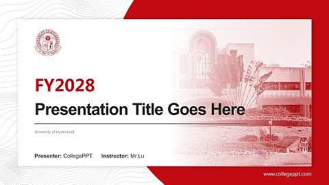 University of Hyderabad Academic Presentation/Research Findings Report PPT Template