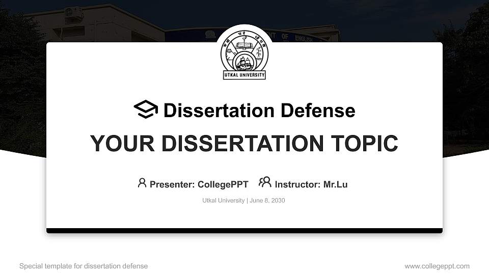 Utkal University Graduation Thesis Defense PPT Template16:9 ratio PPT effect preview image