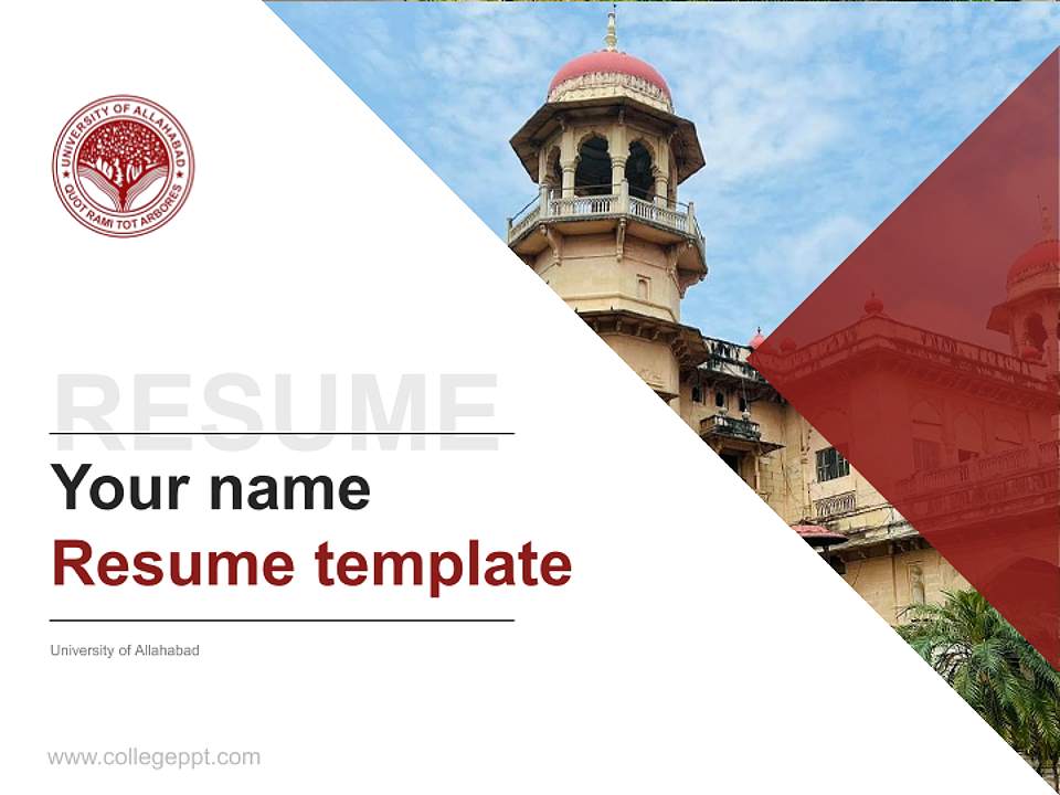 University of Allahabad Resume PPT Template4:3 ratio PPT effect preview image5