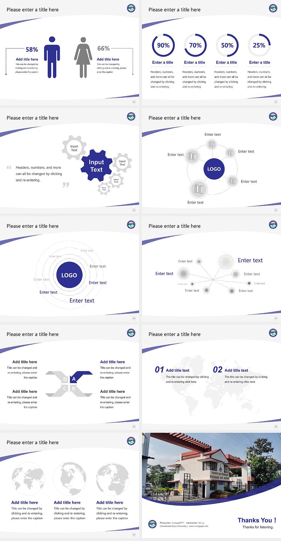 Uttarakhand Open University Course/Courseware Creation PPT Template4:3 ratio PPT effect preview image4