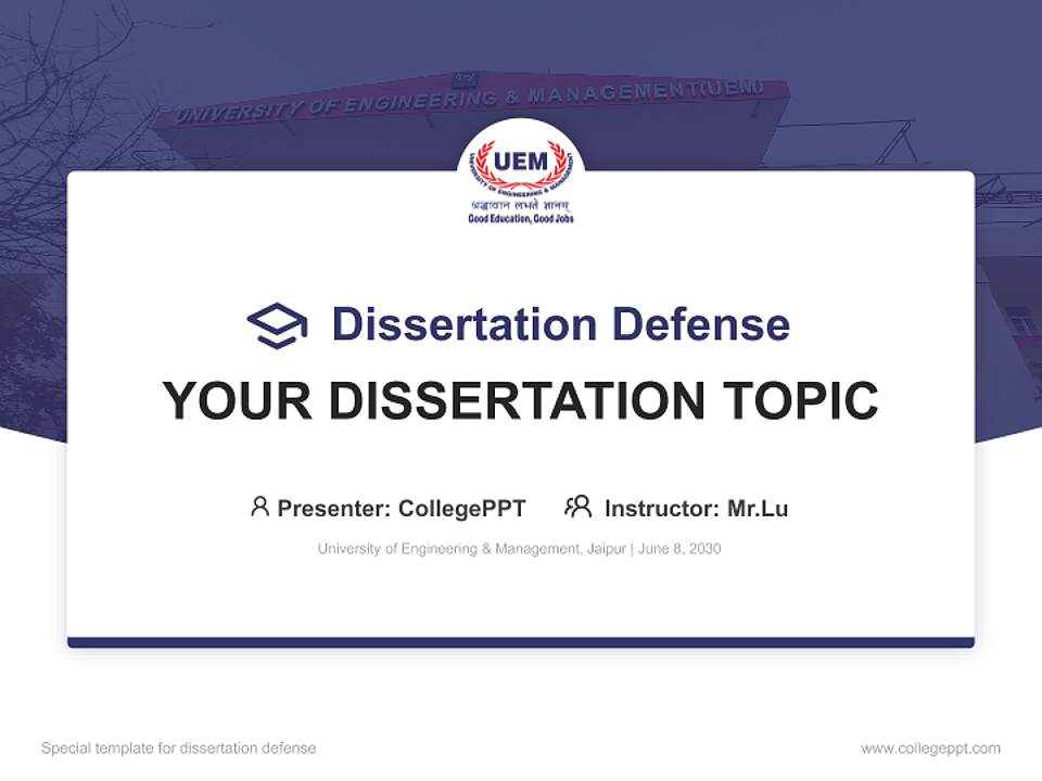 University of Engineering & Management, Jaipur Graduation Thesis Defense PPT Template4:3 ratio PPT effect preview image7