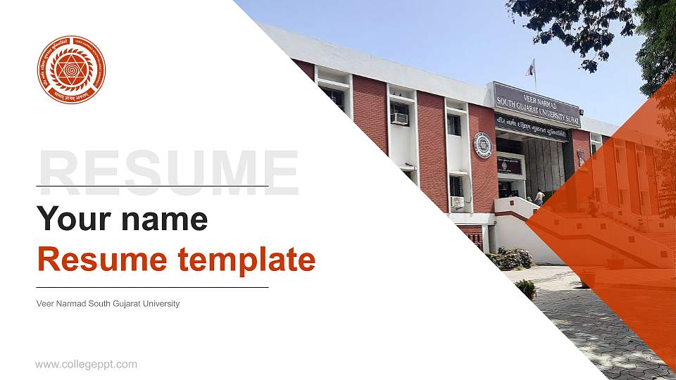 Veer Narmad South Gujarat University Resume PPT Template16:9 ratio PPT effect preview image
