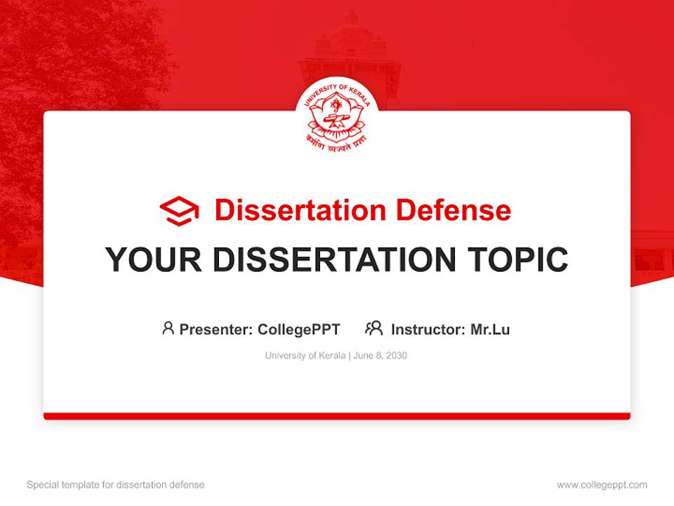 University of Kerala Graduation Thesis Defense PPT Template4:3 ratio PPT effect preview image7