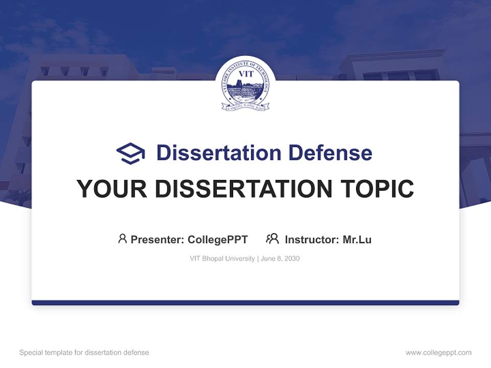 VIT Bhopal University Graduation Thesis Defense PPT Template4:3 ratio PPT effect preview image7