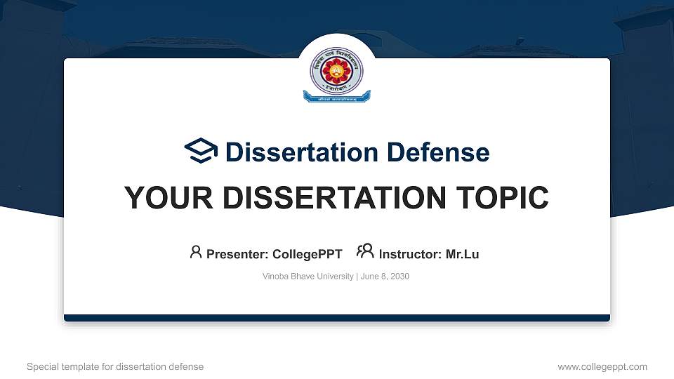 Vinoba Bhave University Graduation Thesis Defense PPT Template16:9 ratio PPT effect preview image