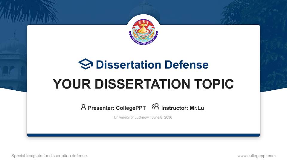 University of Lucknow Graduation Thesis Defense PPT Template16:9 ratio PPT effect preview image