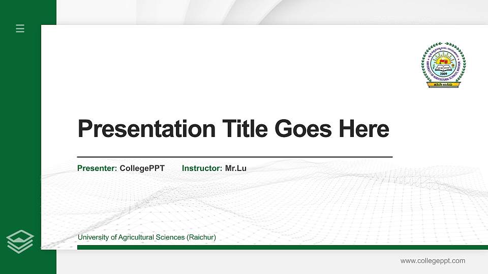 University of Agricultural Sciences (Raichur) Thesis Proposal/Graduation Defense PPT Template16:9 ratio PPT effect preview image
