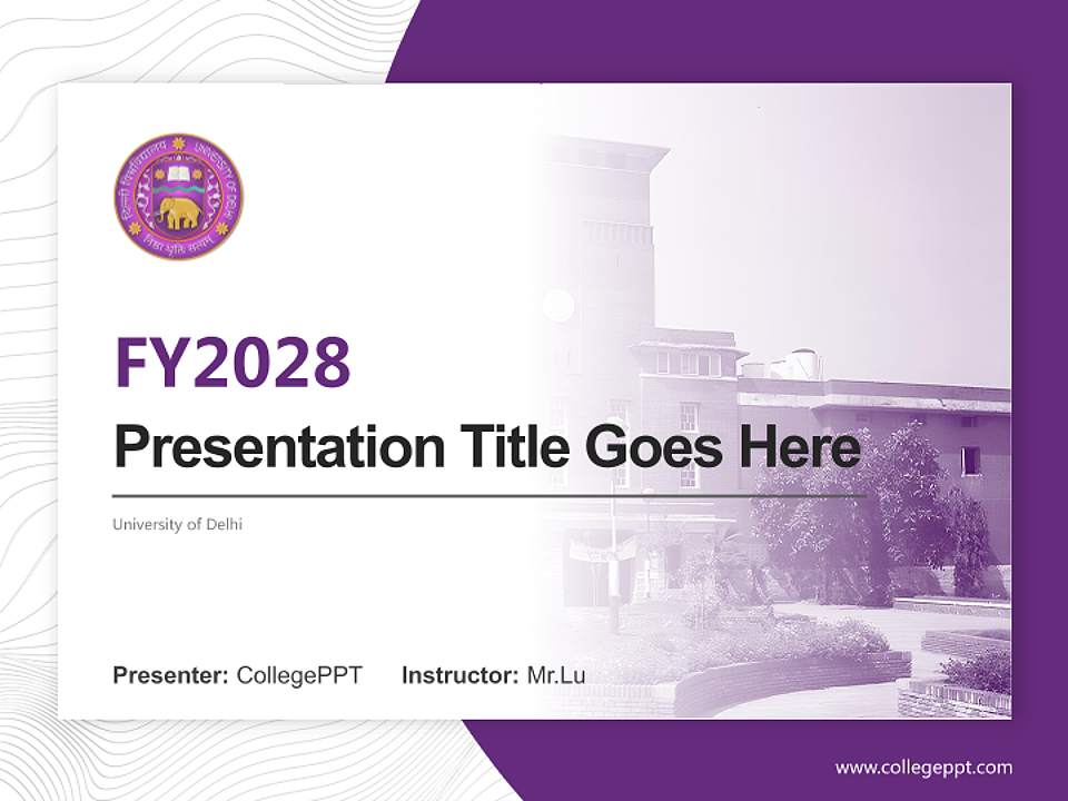 University of Delhi Academic Presentation/Research Findings Report PPT Template4:3 ratio PPT effect preview image5