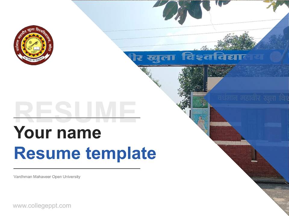 Vardhman Mahaveer Open University Resume PPT Template4:3 ratio PPT effect preview image5