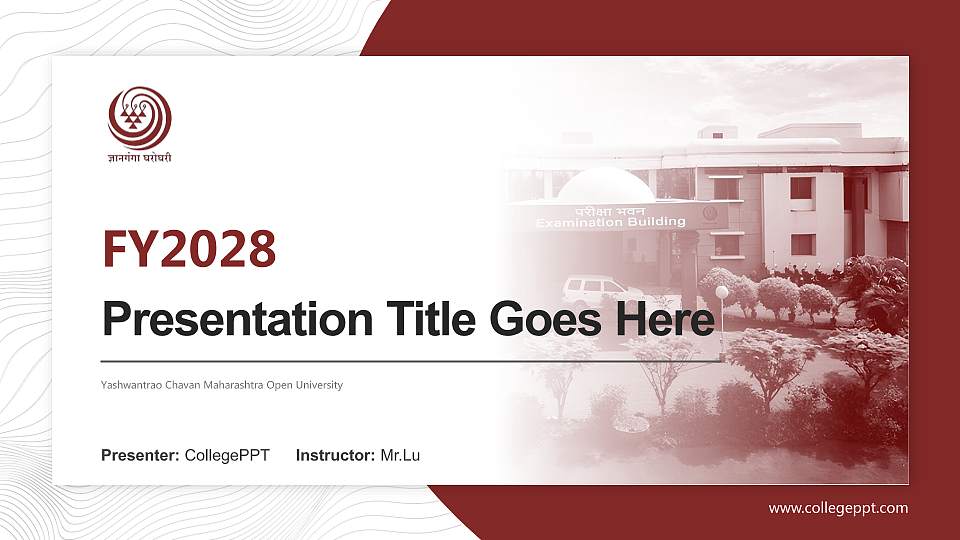 Yashwantrao Chavan Maharashtra Open University Academic Presentation/Research Findings Report PPT Template16:9 ratio PPT effect preview image