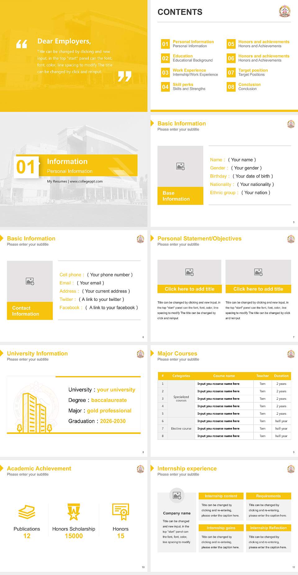 University of Jammu Resume PPT Template4:3 ratio PPT effect preview image2