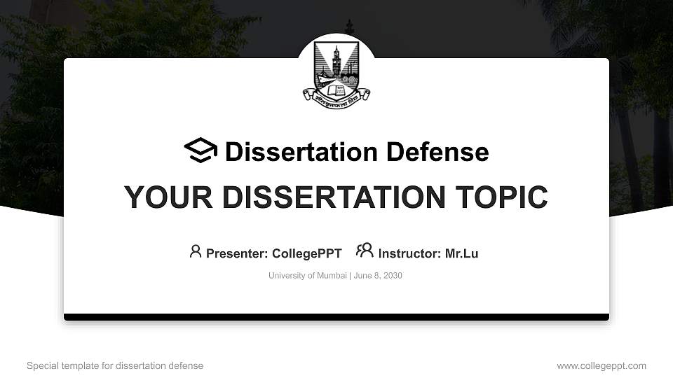 University of Mumbai Graduation Thesis Defense PPT Template16:9 ratio PPT effect preview image