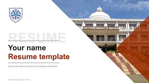 Vignan’s Foundation for Science, Technology and Research Resume PPT Template