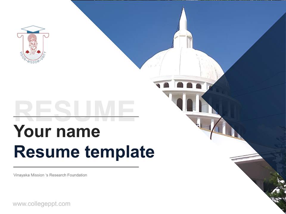 Vinayaka Mission ‘s Research Foundation Resume PPT Template4:3 ratio PPT effect preview image5