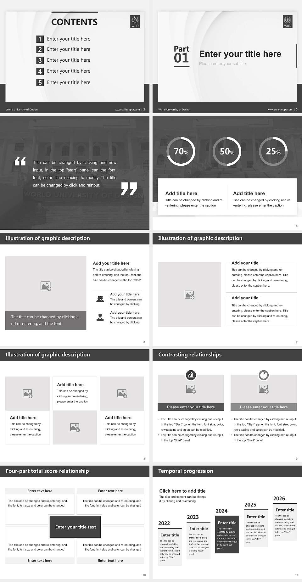 World University of Design Thesis Proposal/Graduation Defense PPT Template4:3 ratio PPT effect preview image2