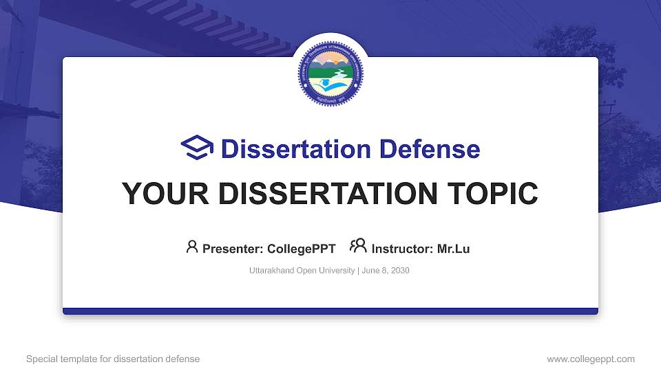 Uttarakhand Open University Graduation Thesis Defense PPT Template16:9 ratio PPT effect preview image