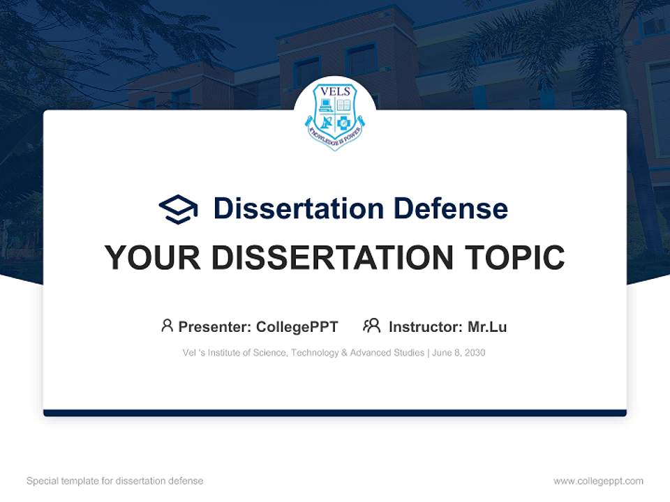 Vel ‘s Institute of Science, Technology & Advanced Studies Graduation Thesis Defense PPT Template4:3 ratio PPT effect preview image7