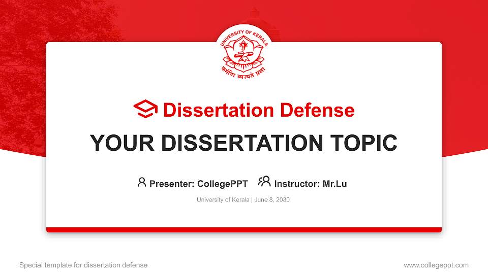 University of Kerala Graduation Thesis Defense PPT Template16:9 ratio PPT effect preview image