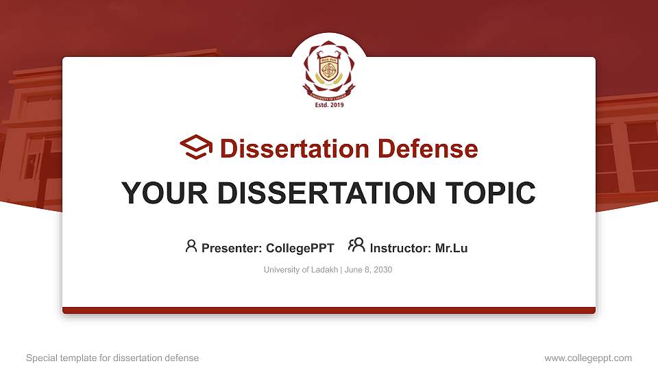 University of Ladakh Graduation Thesis Defense PPT Template16:9 ratio PPT effect preview image
