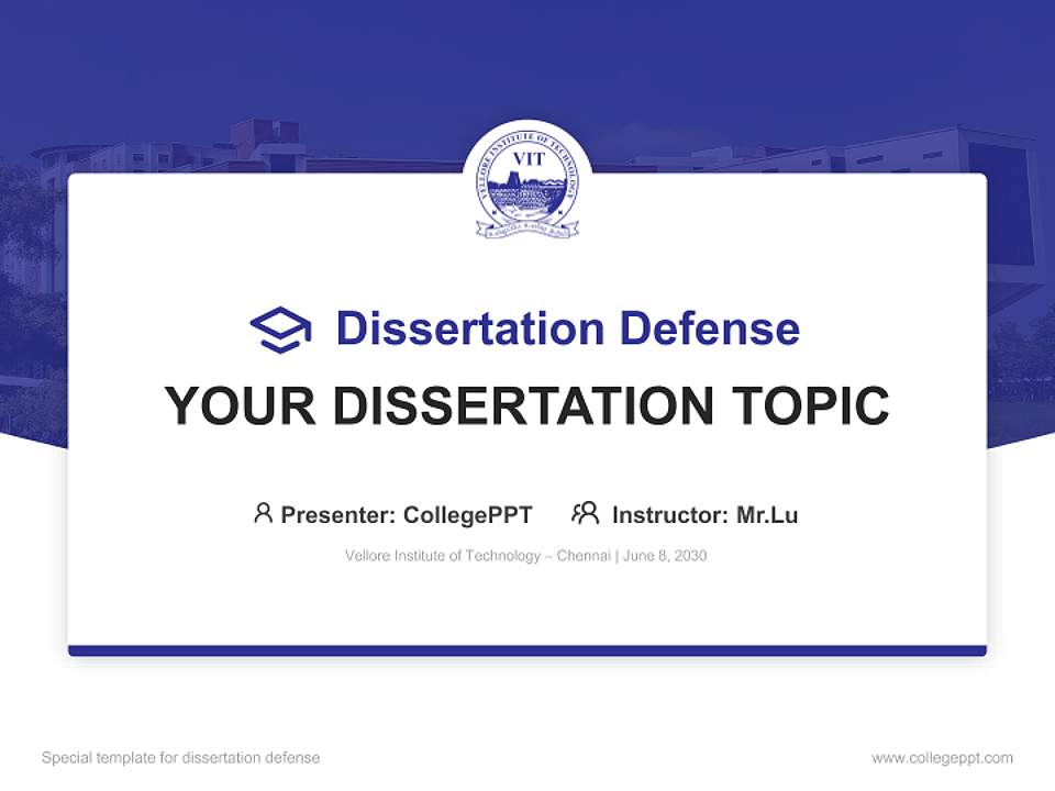 Vellore Institute of Technology – Chennai Graduation Thesis Defense PPT Template4:3 ratio PPT effect preview image7