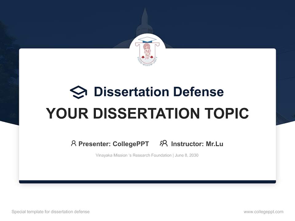 Vinayaka Mission ‘s Research Foundation Graduation Thesis Defense PPT Template4:3 ratio PPT effect preview image7