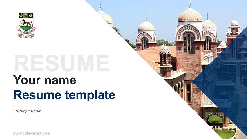 University of Madras Resume PPT Template16:9 ratio PPT effect preview image