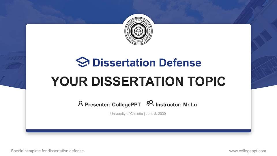 University of Calcutta Graduation Thesis Defense PPT Template16:9 ratio PPT effect preview image