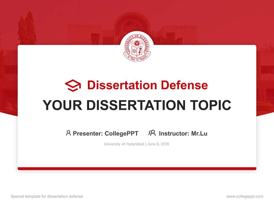 University of Hyderabad Graduation Thesis Defense PPT Template4:3 ratio PPT effect preview image7