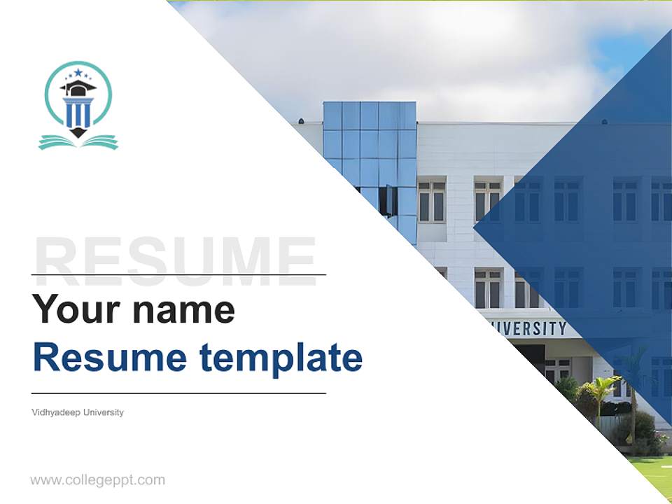 Vidhyadeep University Resume PPT Template4:3 ratio PPT effect preview image5