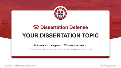 Vel Tech Rangarajan Dr. Sagunthala R & D Institute of Science and Technology Graduation Thesis Defense PPT Template