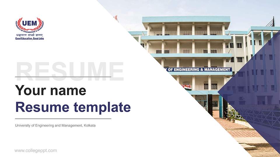 University of Engineering and Management, Kolkata Resume PPT Template16:9 ratio PPT effect preview image