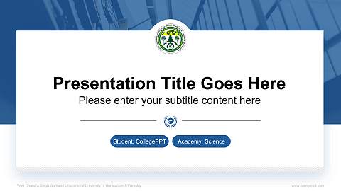 Veer Chandra Singh Garhwali Uttarakhand University of Horticulture & Forestry National Scholarship Defense PPT Template