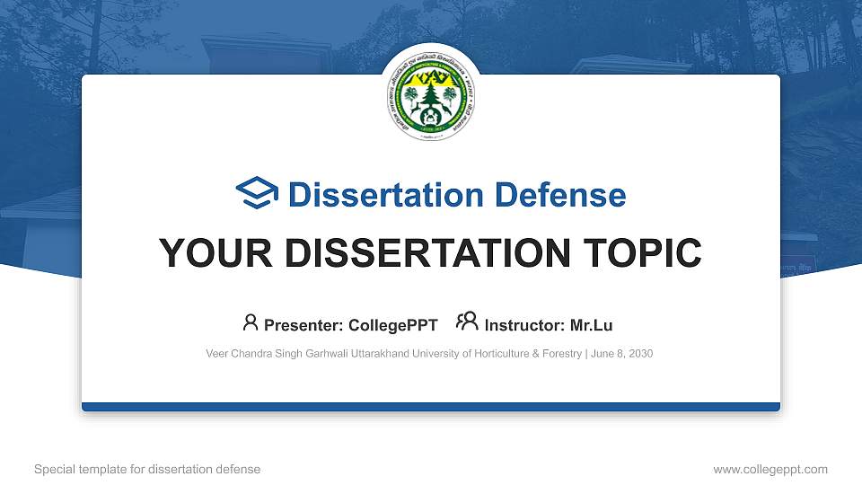 Veer Chandra Singh Garhwali Uttarakhand University of Horticulture & Forestry Graduation Thesis Defense PPT Template16:9 ratio PPT effect preview image