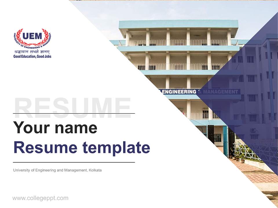 University of Engineering and Management, Kolkata Resume PPT Template4:3 ratio PPT effect preview image5