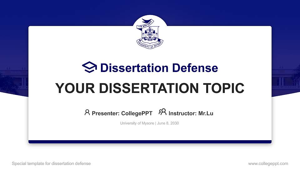 University of Mysore Graduation Thesis Defense PPT Template16:9 ratio PPT effect preview image
